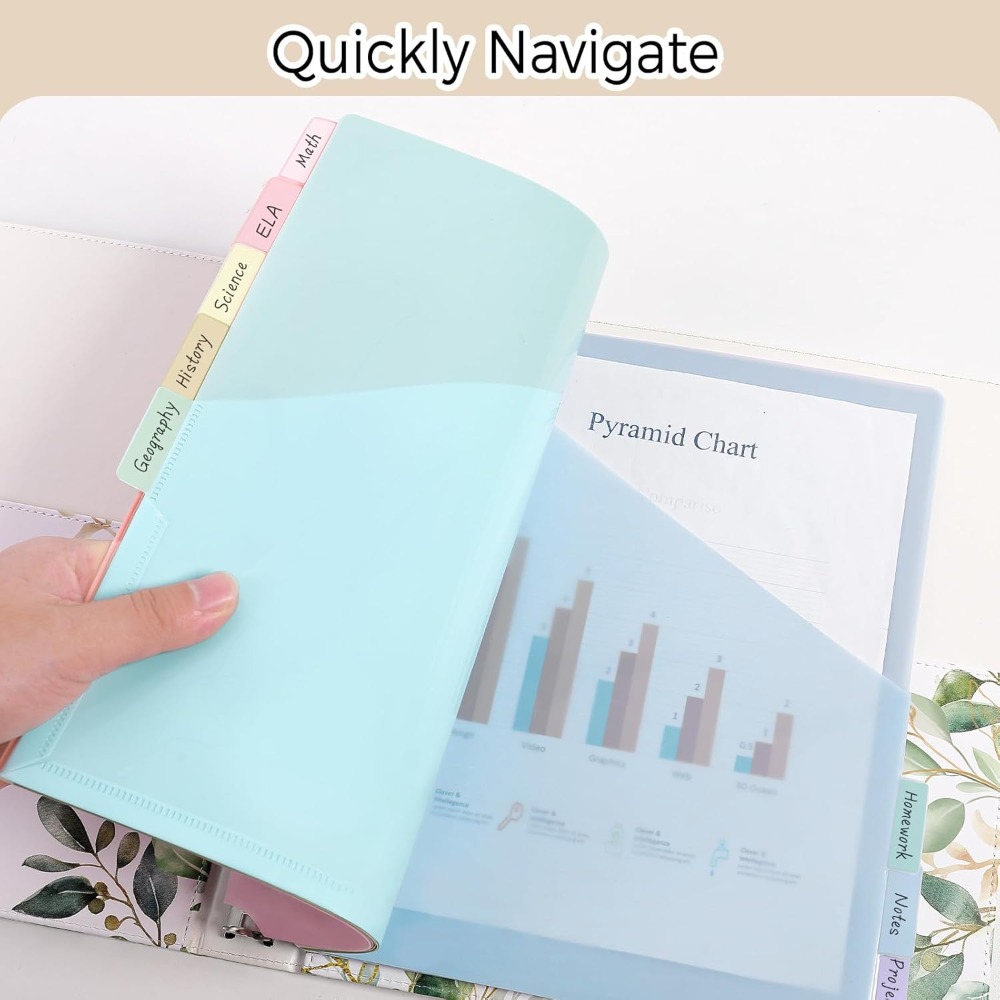 A4パステルバインダーディバイダー8枚、3リングバインダー、 - Tab Divider A4 のレビューと価格